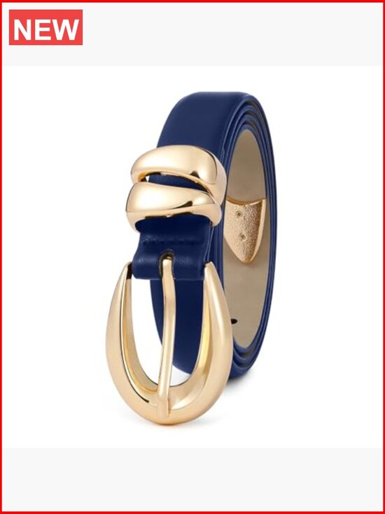 Faux Leather Waist Belt with Gold Buckle for Women main image 4